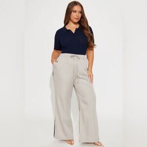 Norma Pinstripe Trouser- Taupe